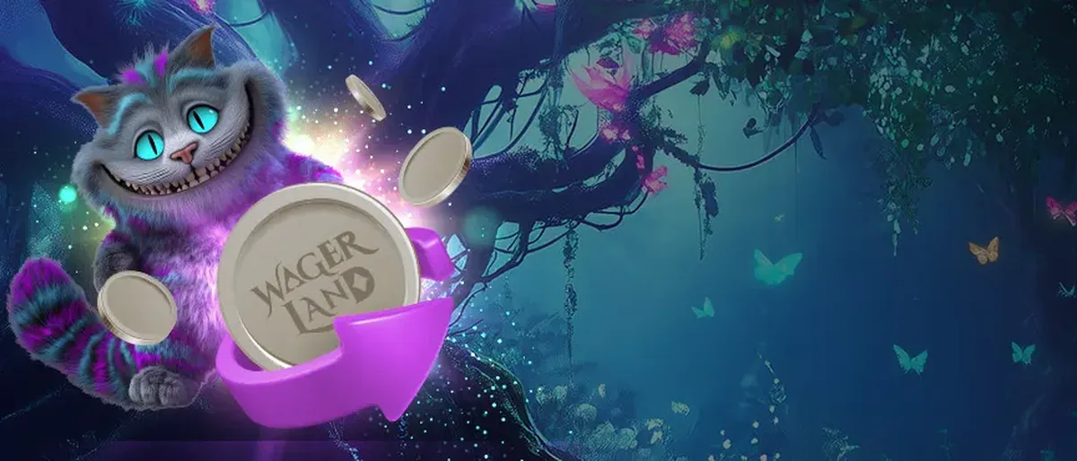 Wagerland Casino welcome package with the Cheshire Cat